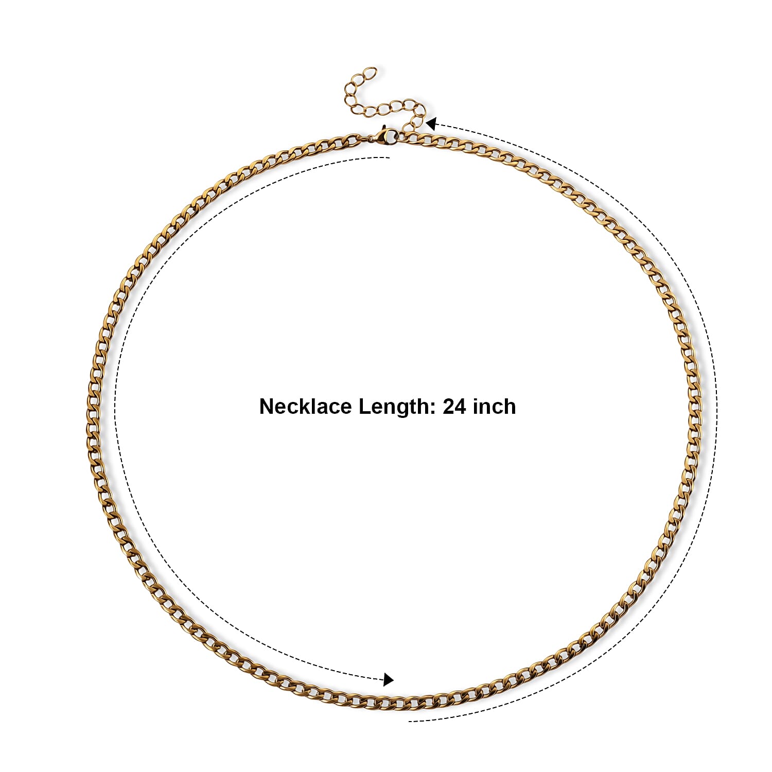 Bold Cuban Chain Necklace (24-26 Inches) in ION Plated YG Stainless Steel