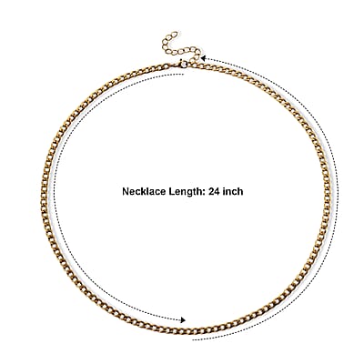 Bold Cuban Chain Necklace (24-26 Inches) in ION Plated YG Stainless Steel