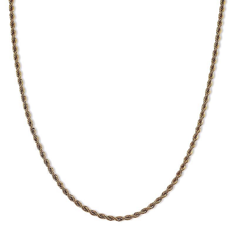 Twisted Rope Chain Necklace in ION Plated YG Stainless Steel (27.50-29.50 Inches)
