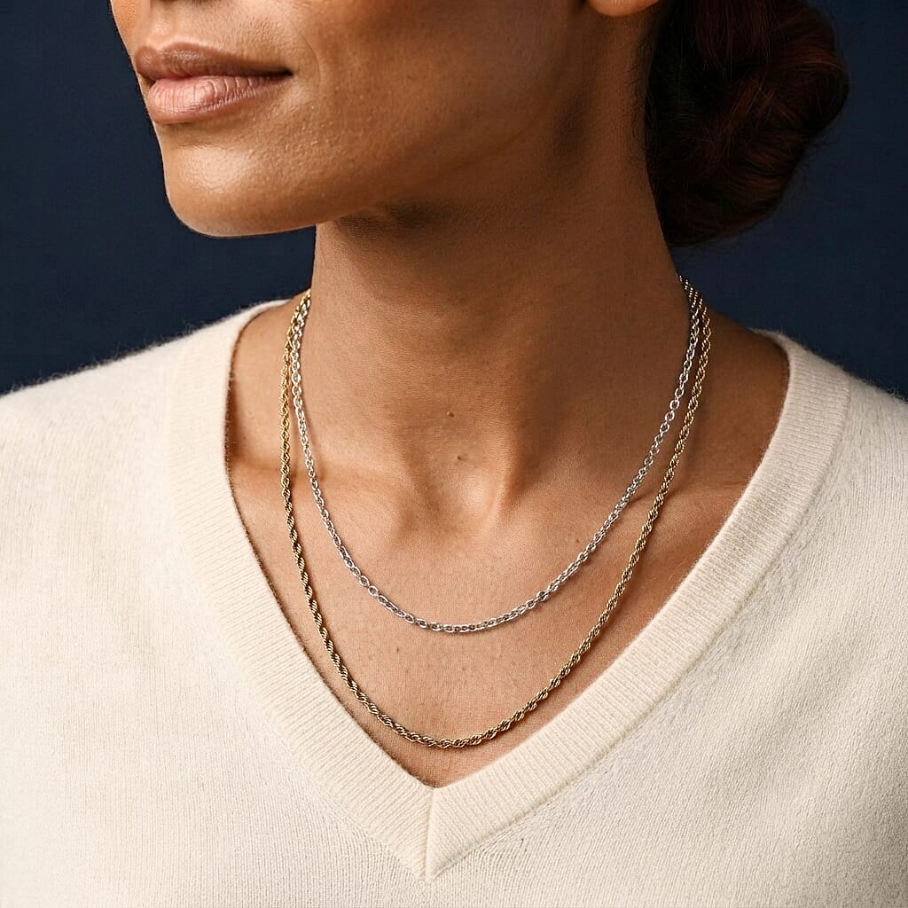 Twisted Rope Chain Necklace in ION Plated YG Stainless Steel (27.50-29.50 Inches)