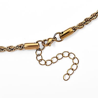 Twisted Rope Chain Necklace in ION Plated YG Stainless Steel (27.50-29.50 Inches)