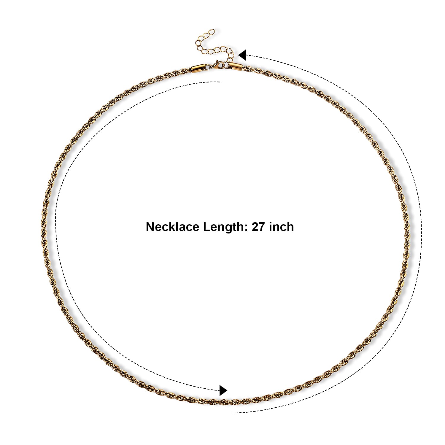 Twisted Rope Chain Necklace in ION Plated YG Stainless Steel (27.50-29.50 Inches)