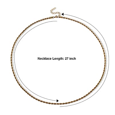 Twisted Rope Chain Necklace in ION Plated YG Stainless Steel (27.50-29.50 Inches)