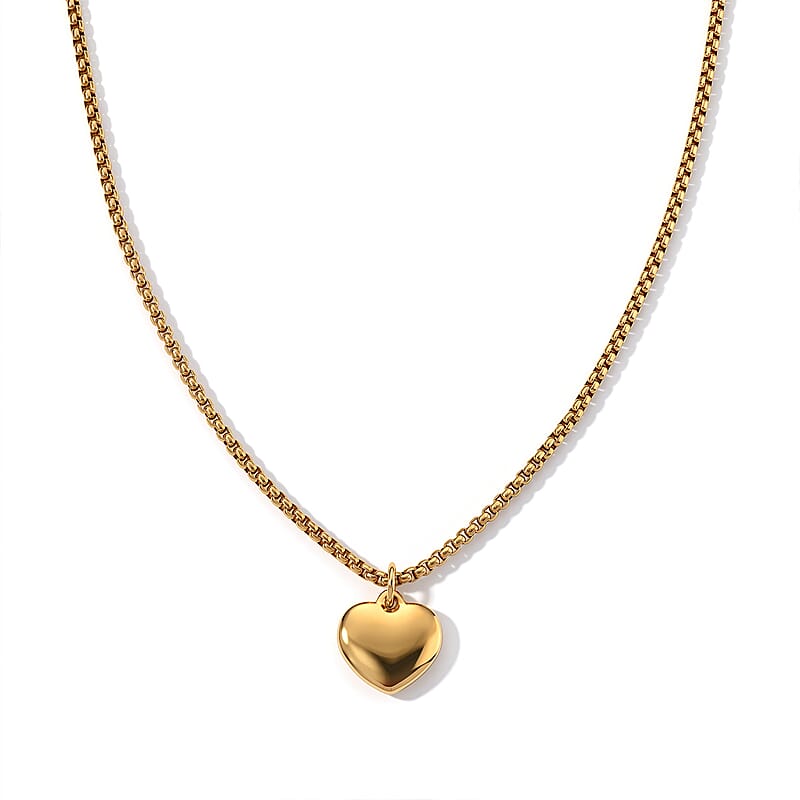 Heart Necklace (20-22 Inches) in ION Plated YG Stainless Steel