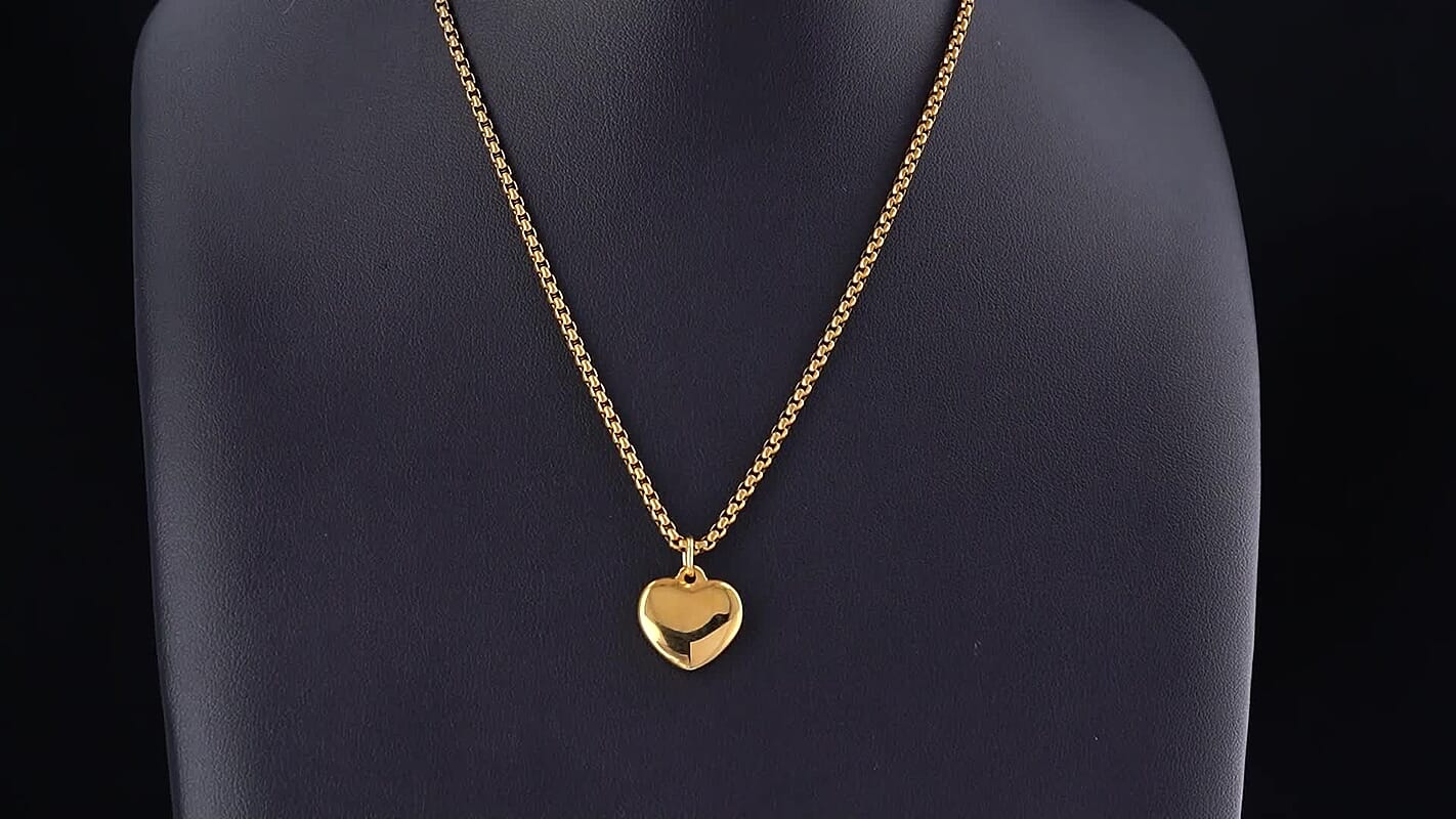 Heart Necklace (20-22 Inches) in ION Plated YG Stainless Steel