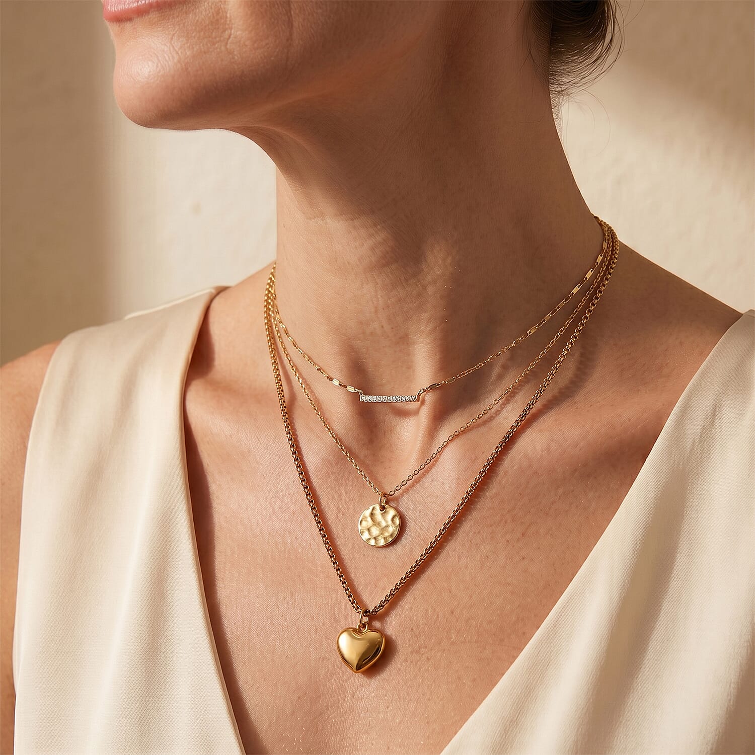 Heart Necklace (20-22 Inches) in ION Plated YG Stainless Steel