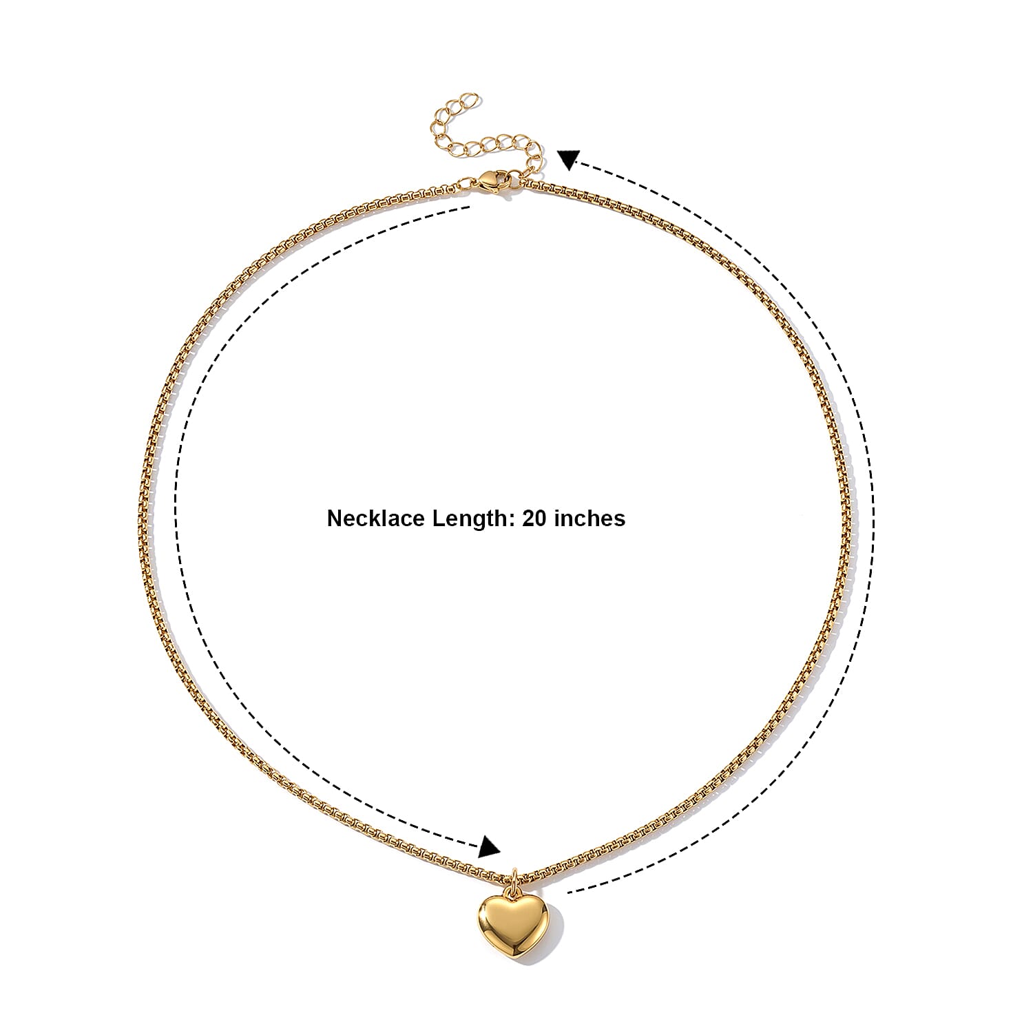 Heart Necklace (20-22 Inches) in ION Plated YG Stainless Steel