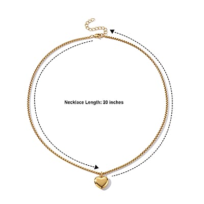 Heart Necklace (20-22 Inches) in ION Plated YG Stainless Steel