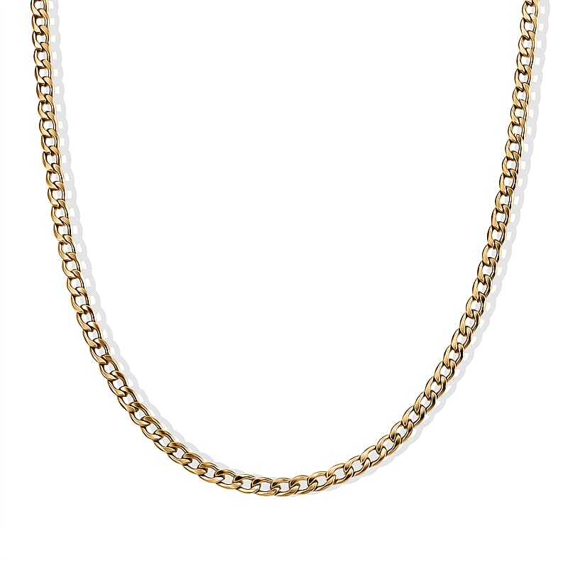 Cuban Chain Necklace in ION Plated YG Stainless Steel (22-24 Inches)