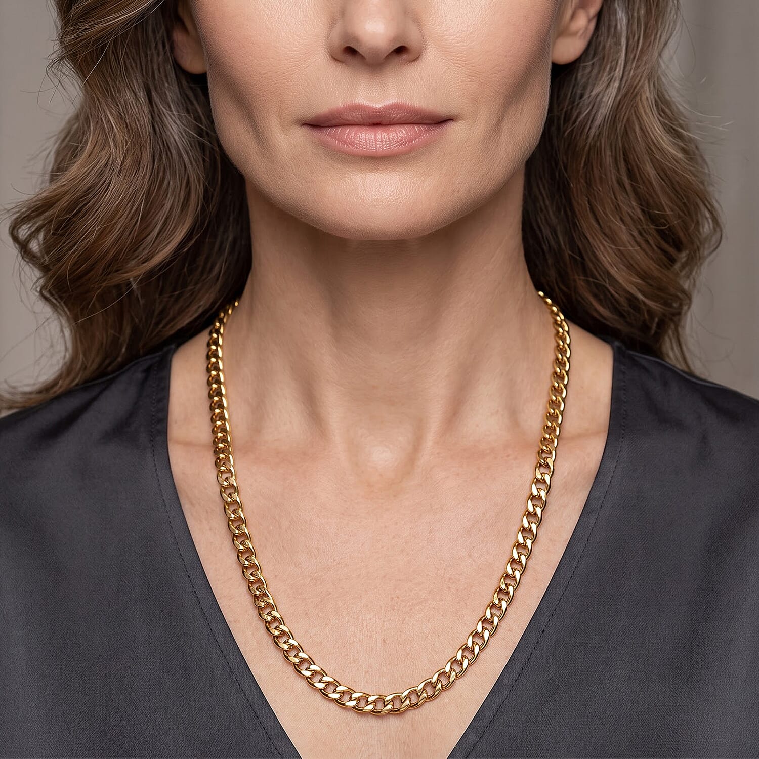 Cuban Chain Necklace in ION Plated YG Stainless Steel (22-24 Inches)