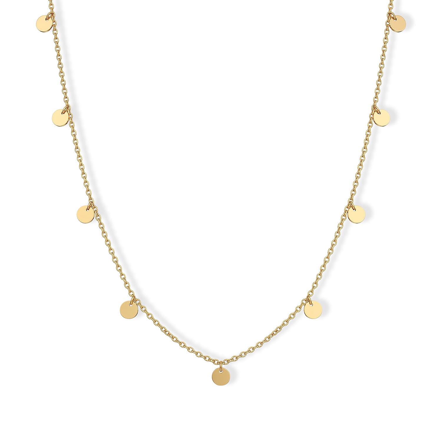 ION Plated YG Stainless Steel Coin Chain Necklace (22-24 Inches)