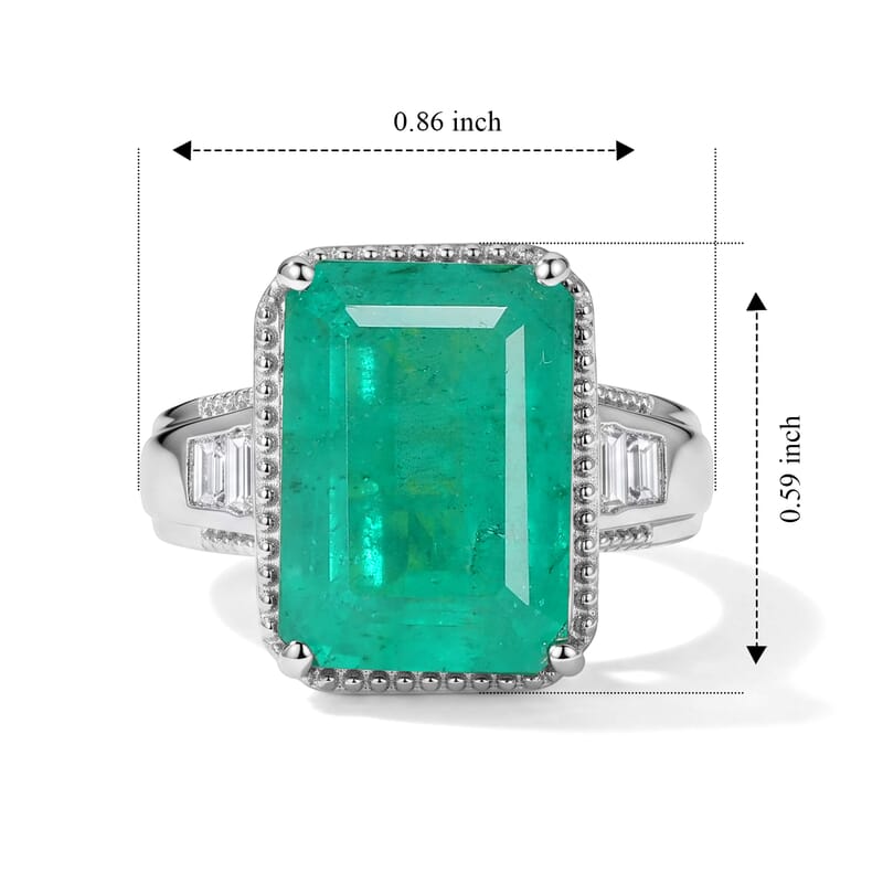 EverTrue Emeraldine Triplet Quartz, Moissanite Ring in Platinum Bond (Size 5.0) 9.10 ctw