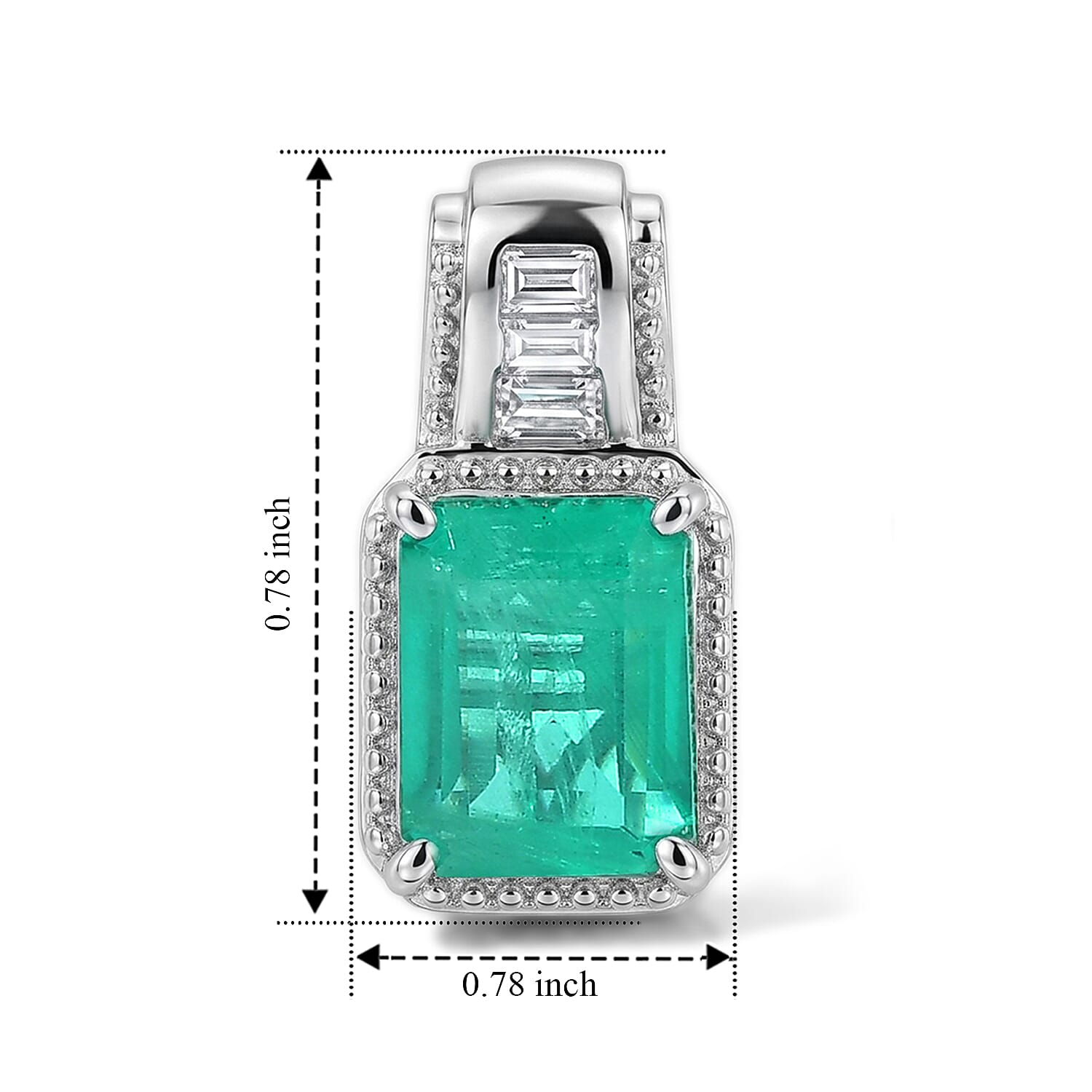 EverTrue Emeraldine Triplet Quartz and Moissanite 6.30 ctw Stud Earrings in Platinum Bond