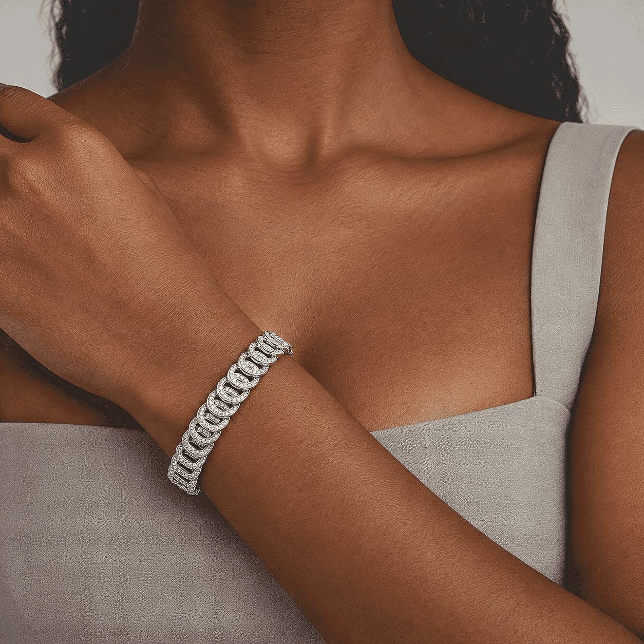 Doorbuster EverTrue Diamond Accent Cluster Bracelet in Platinum Bond (7.25 In)
