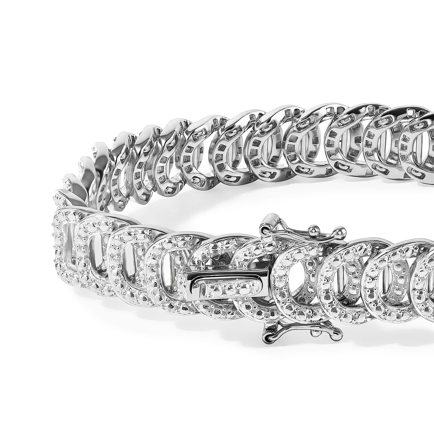 Doorbuster EverTrue Diamond Accent Cluster Bracelet in Platinum Bond (7.25 In)