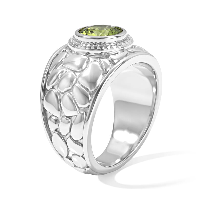 EverTrue Premium Hebei Peridot 1.40 ctw Ring in Stainless Steel (Size 6.0)