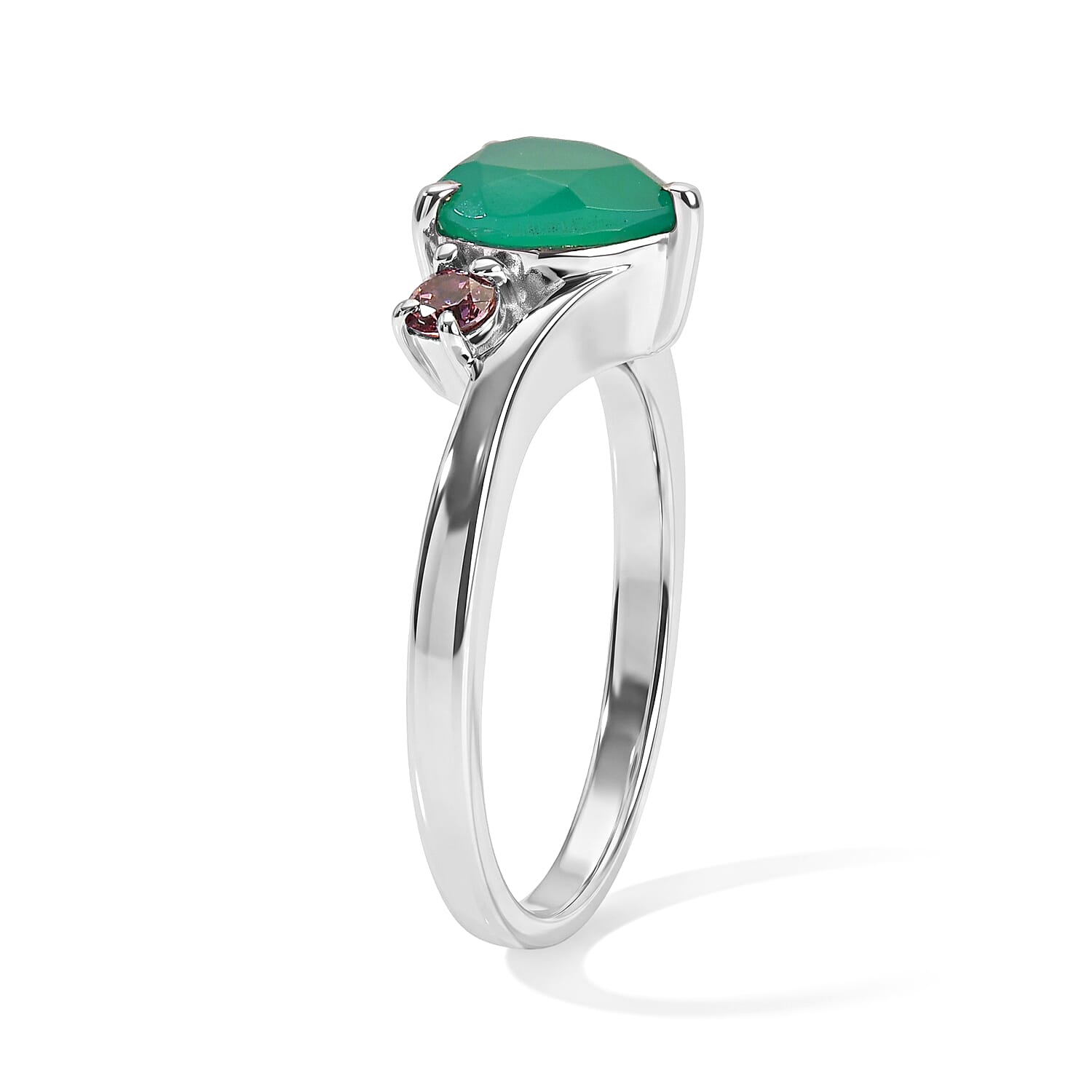 EverTrue Green Onyx and Simulated Orchid Diamond 2.15 ctw Ring in Stainless Steel (Size 6.0)