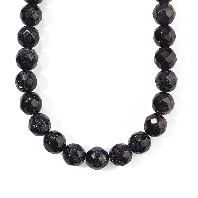 Blue Sandstone Round Beaded Necklace (16 Inches) 445.50 ctw