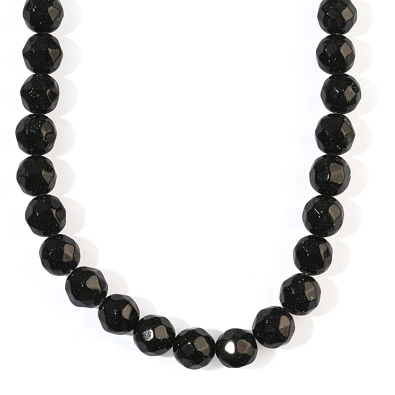 Green Sandstone 445.50 ctw Round Beaded Necklace (16 Inches)