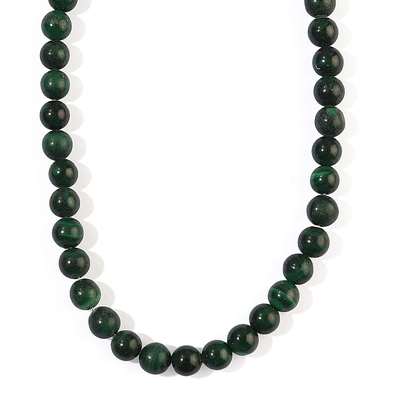 African Malachite Round Beaded Necklace (16 Inches) 105.70 ctw