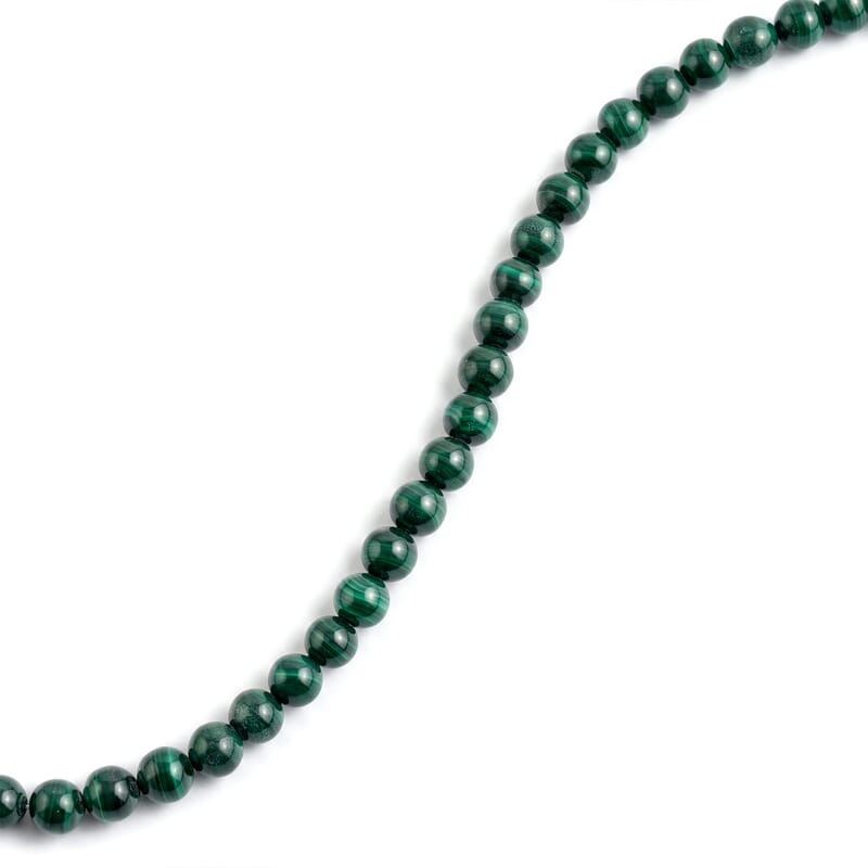 GCS African Malachite Round Beaded Strand (16 Inches) 105.70 ctw