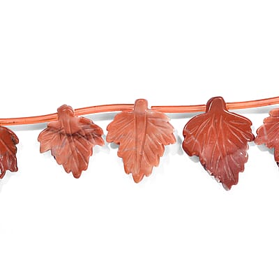 GCS Red Jasper Carved Leaf Strand (16 Inches) 162.00 ctw