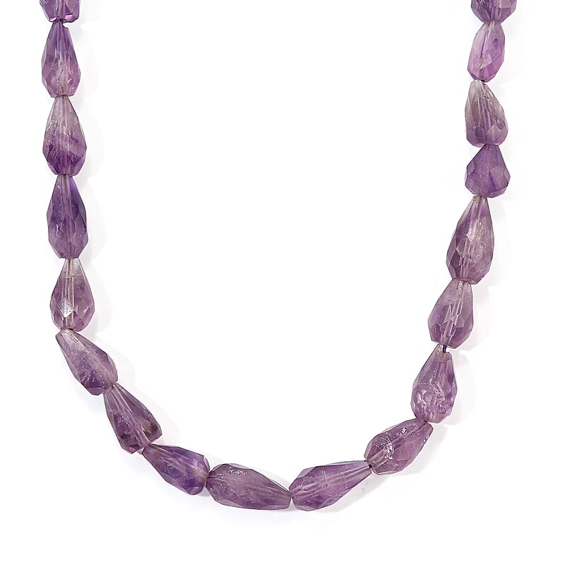 African Amethyst Drop Beaded Necklace (16 Inches) 69.50 ctw