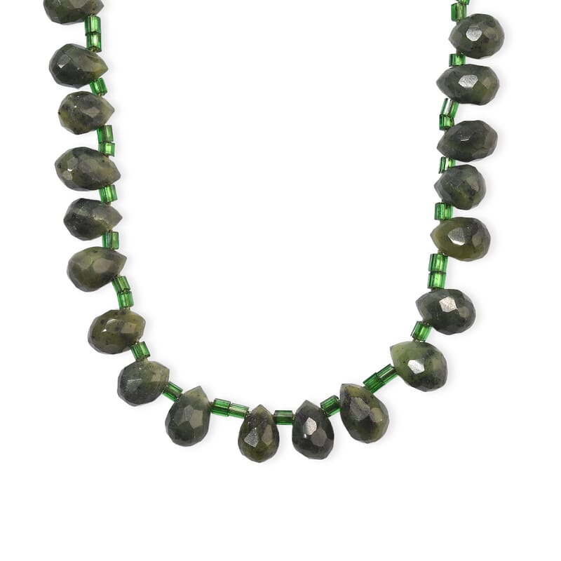 GCS Green Jade Pear Beaded Strand (16 Inches) 71.70 ctw