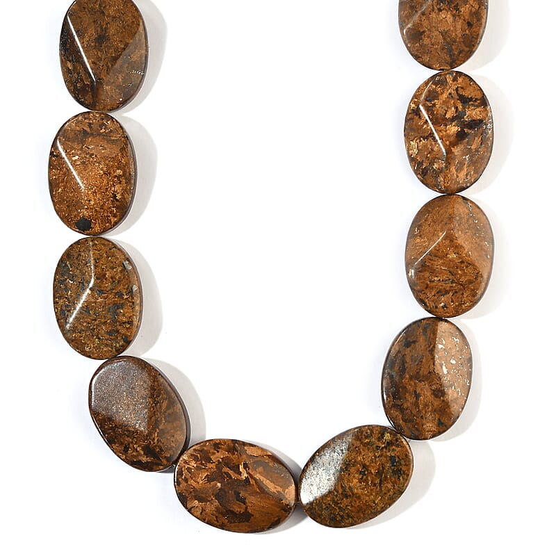 Bronzite Oval Beaded Necklace (16 Inches) 455.40 ctw