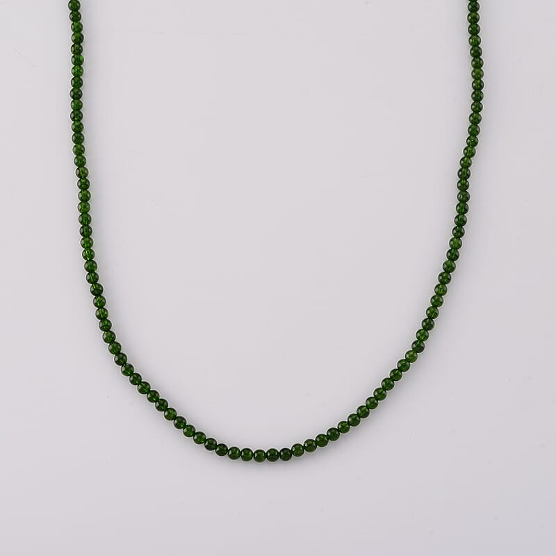D'Joy Chrome Diopside 85.00 ctw Beaded Necklace in Sterling Silver (20 Inches)