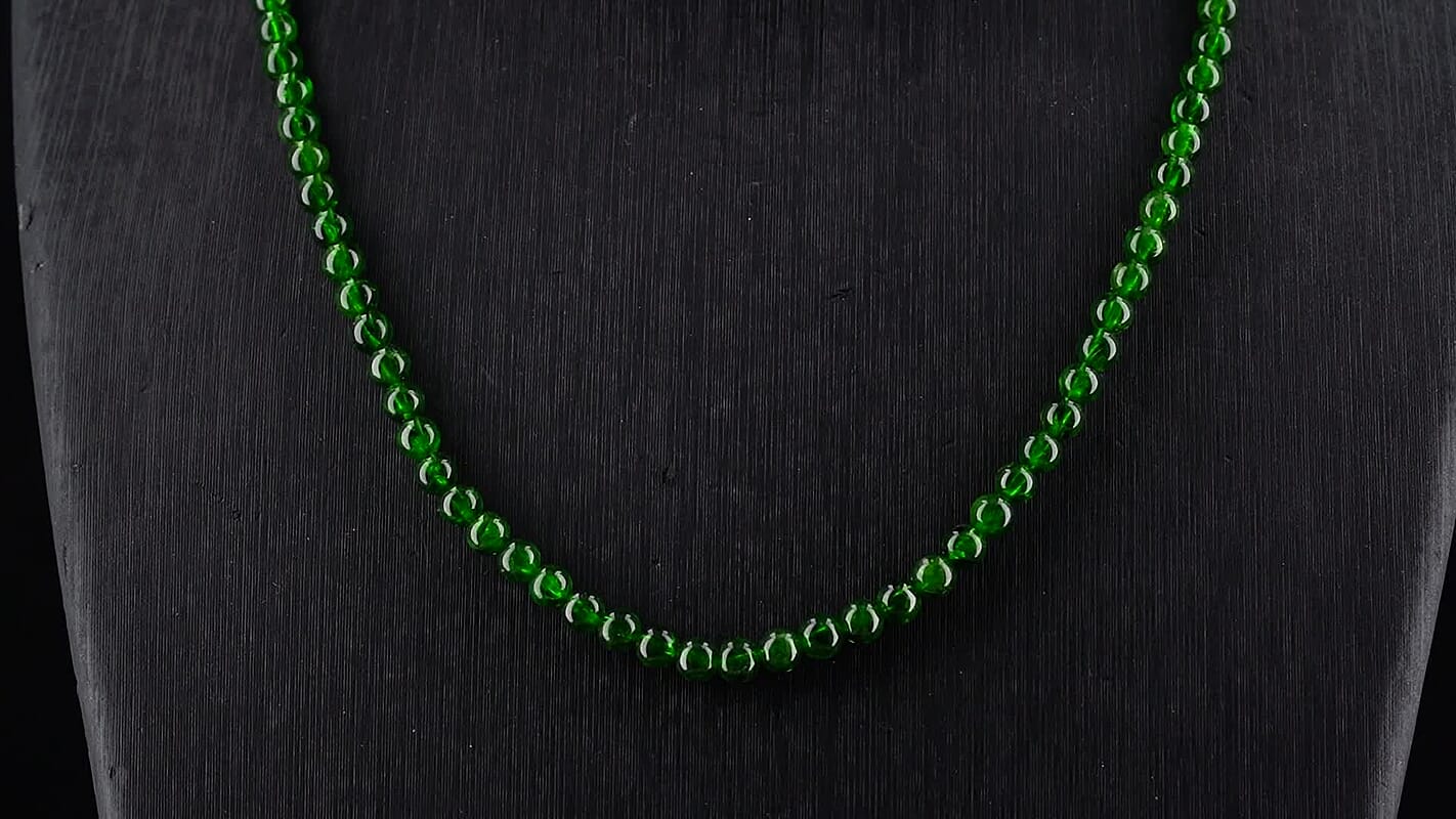 D''Joy Chrome Diopside Beaded Necklace in Sterling Silver (20 Inches) 85.00 ctw