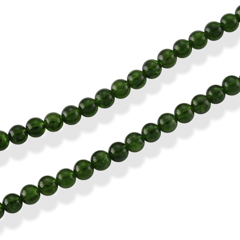 D'Joy Chrome Diopside 85.00 ctw Beaded Necklace in Sterling Silver (20 Inches)