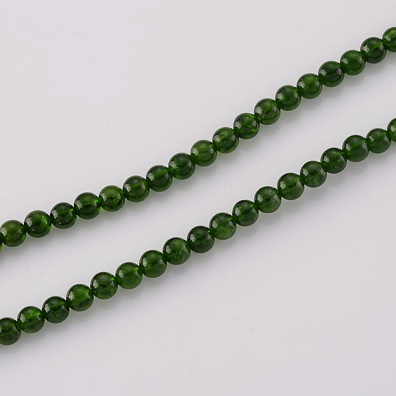 D'Joy Chrome Diopside 85.00 ctw Beaded Necklace in Sterling Silver (20 Inches)