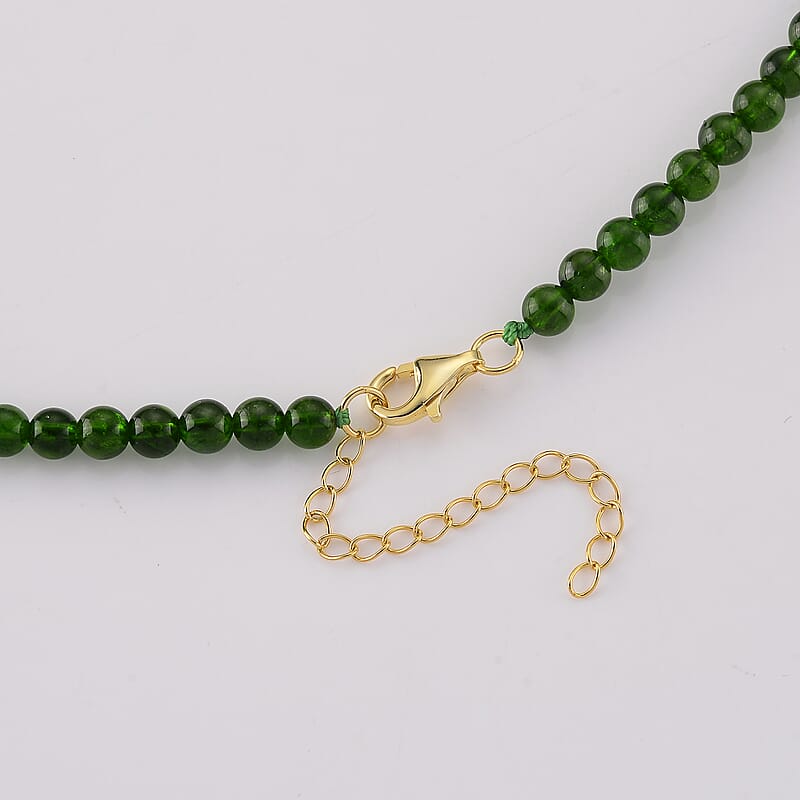 D'Joy Chrome Diopside 85.00 ctw Beaded Necklace in Sterling Silver (20 Inches)