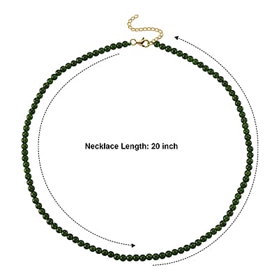 D'Joy Chrome Diopside 85.00 ctw Beaded Necklace in Sterling Silver (20 Inches)