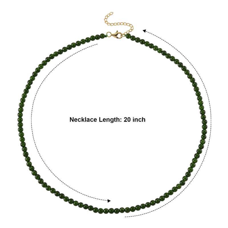 D'Joy Chrome Diopside 85.00 ctw Beaded Necklace in Sterling Silver (20 Inches)
