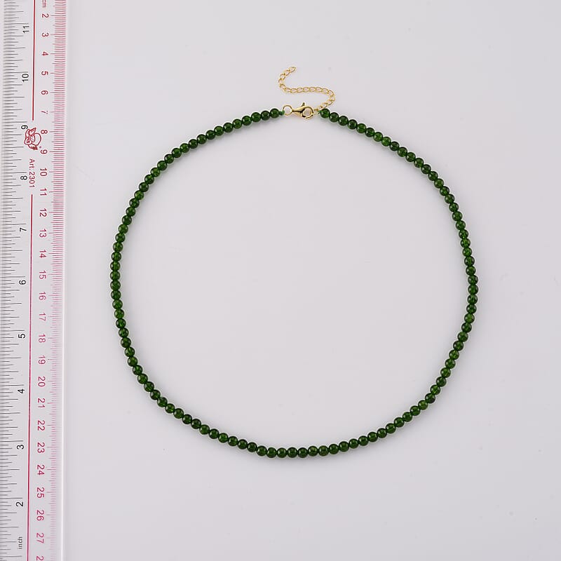 D'Joy Chrome Diopside 85.00 ctw Beaded Necklace in Sterling Silver (20 Inches)