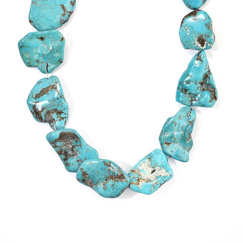 Turquoise Fancy Beaded Necklace (16 Inches) 382.50 ctw