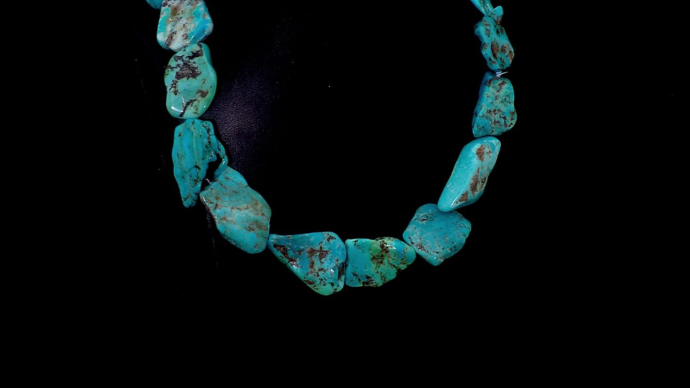 Turquoise Fancy Beaded Necklace (16 Inches) 382.50 ctw