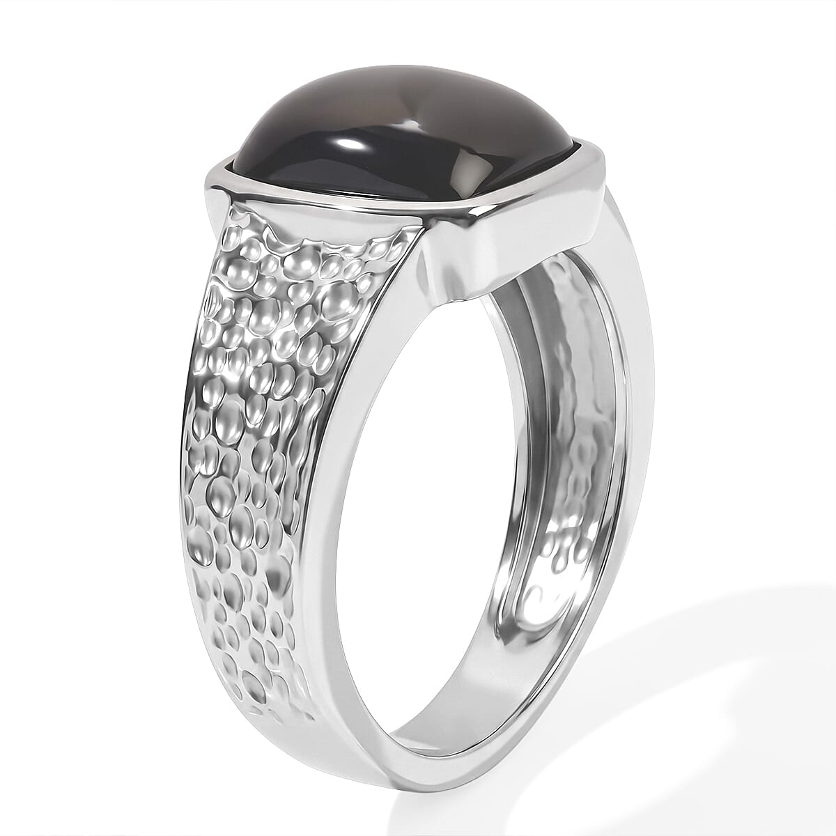EverTrue California Black Jade 4.00 ctw Solitaire Ring in Stainless Steel (Size 10.0)