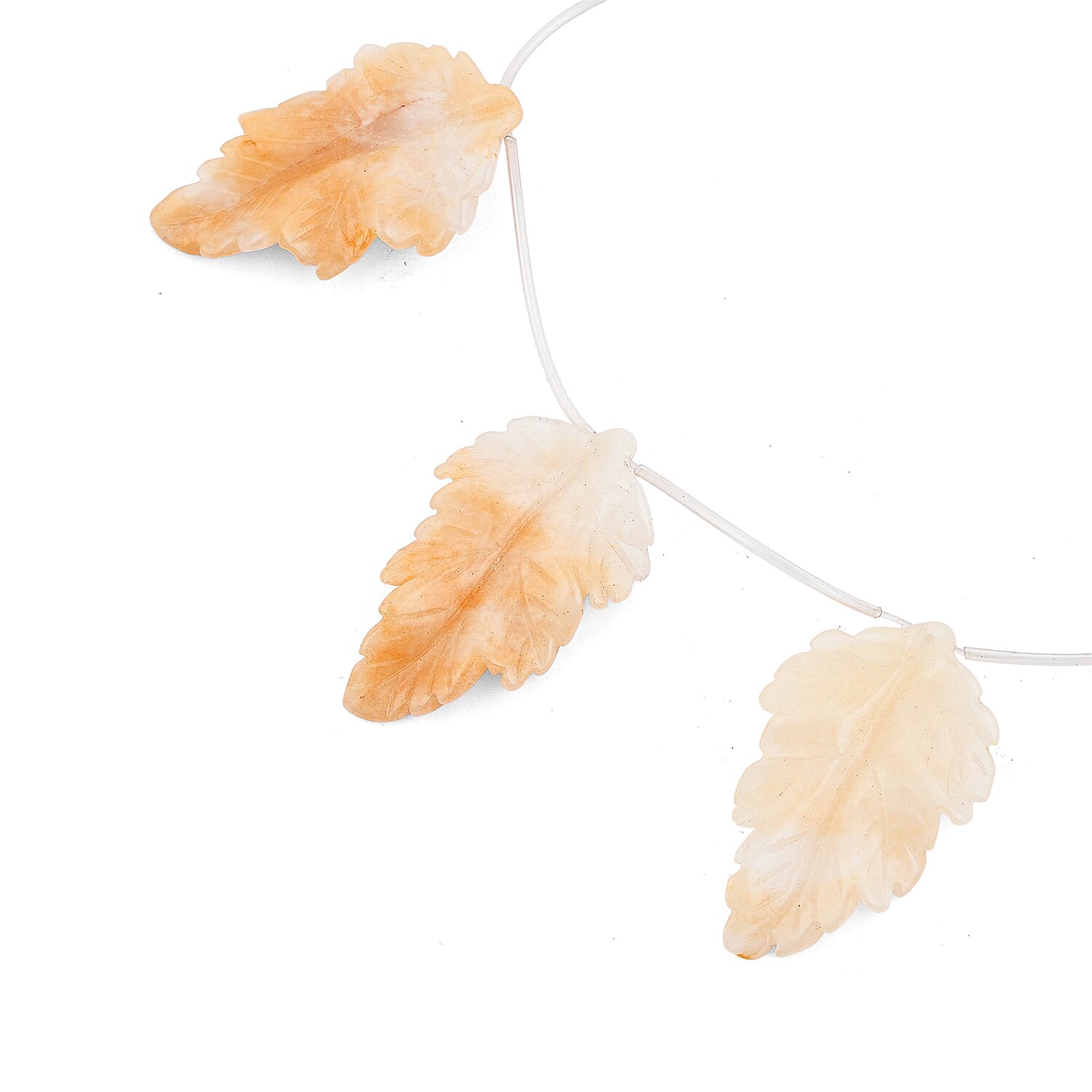 GCS Yellow Jade Carved Leaf Strand (16 Inches) 204.50 ctw