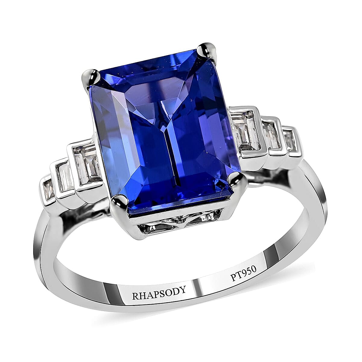 Rhapsody AAAA Tanzanite and Diamond E-F VS 5.55 ctw Solitaire Ring in 950 Platinum (Size 5.0) 4.75 Grams