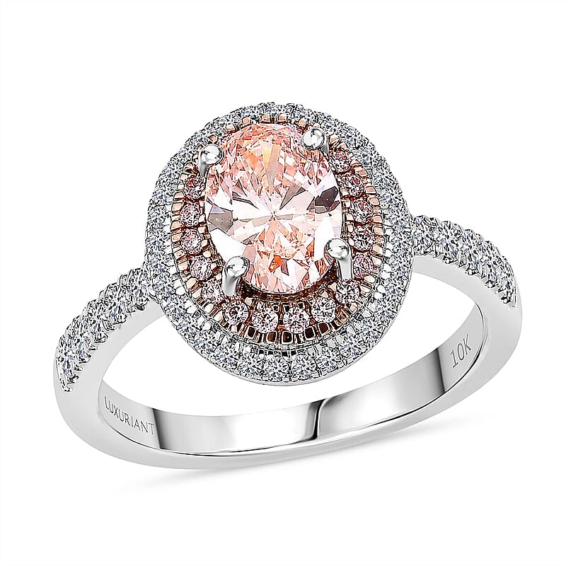 Luxuriant Lab Grown Pink Diamond IR and Lab Grown Diamond VS 1.50 ctw Ring in 10K White Gold (Size 5.0)