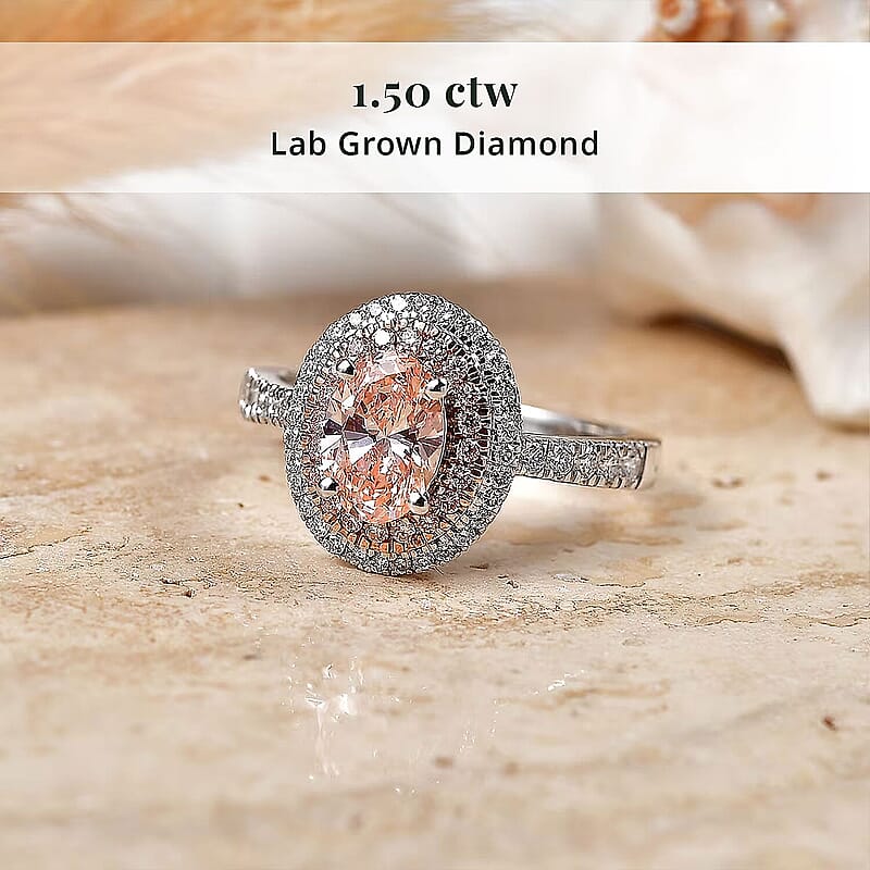 Luxuriant Lab Grown Pink Diamond IR and Lab Grown Diamond VS 1.50 ctw Ring in 10K White Gold (Size 5.0)