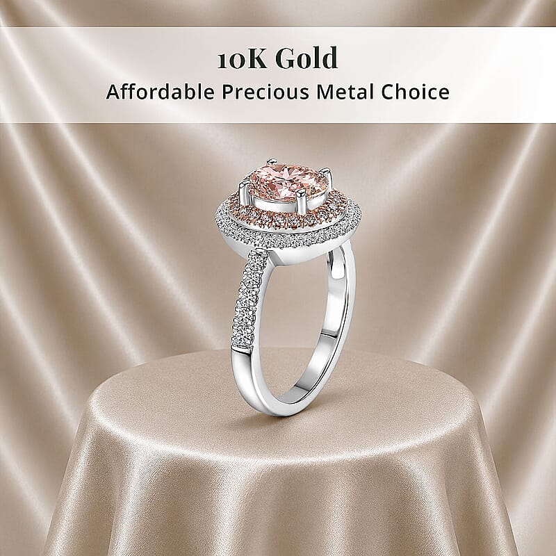 Luxuriant Lab Grown Pink Diamond IR and Lab Grown Diamond VS 1.50 ctw Ring in 10K White Gold (Size 5.0)