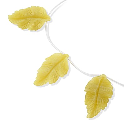 GCS Yellow Jade Carved Leaf Strand (16 Inches) 306.00 ctw