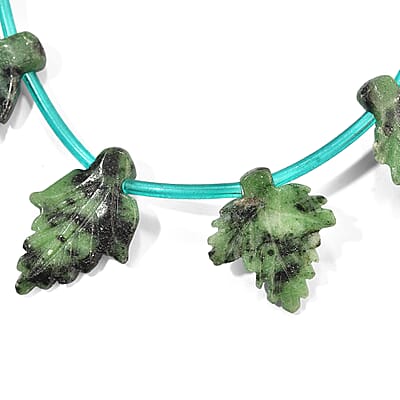 GCS Ruby Zoisite Carved Leaf Strand (16 Inches) 190.00 ctw