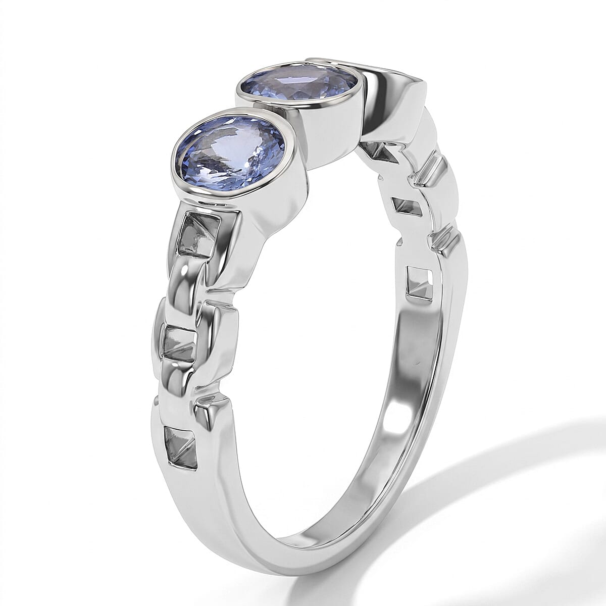 EverTrue Tanzanite 1.10 ctw 3 Stone Ring in Stainless Steel (Size 8.0)