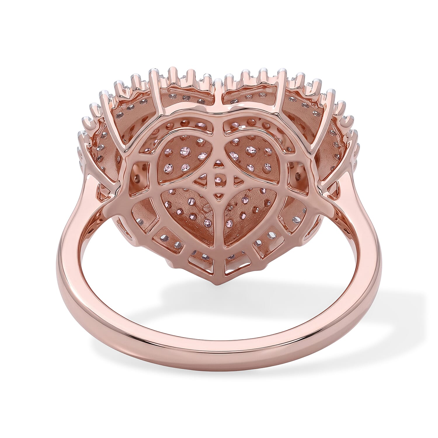 D'Joy Natural Pink and White Diamond I3 1.00 ctw Heart Ring in 18K Vermeil Rose Gold Over Sterling Silver (Size 7.0)