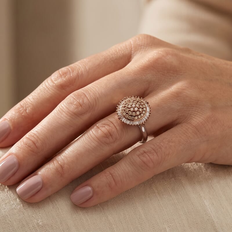 Natural Champagne Diamond 1.00 ctw Ring in Sterling Silver (Size 6.0)